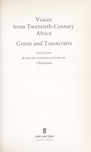 Cover for Voices from Twentieth Century Africa