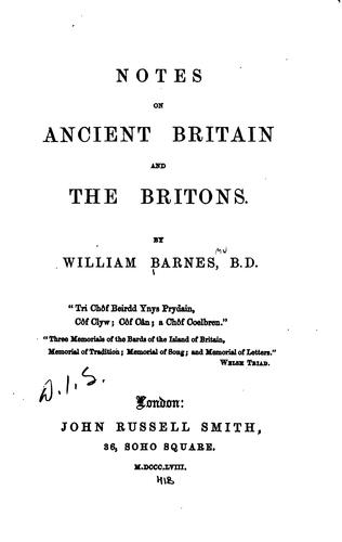 Cover for Notes on ancient Britain and the Britons