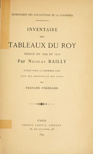Cover for Inventaire des tableaux du Roy rédigé en 1709 et 1710.