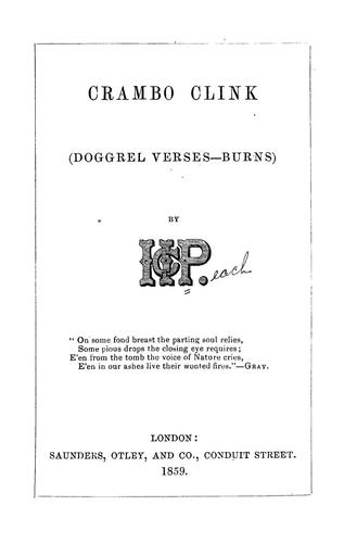 Cover for Crambo clink (doggrel verses; Burns)