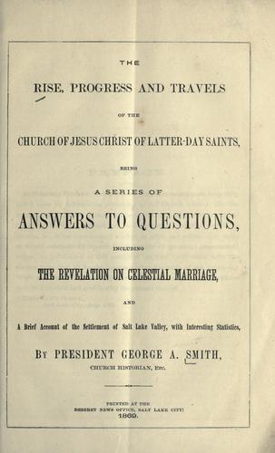 Cover for The rise, progress and travels of the Church of Jesus Christ of Latter-day Saints