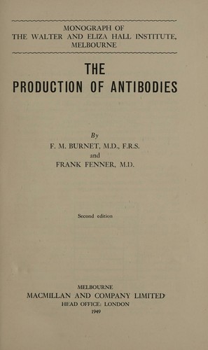 Cover for The production of antibodies