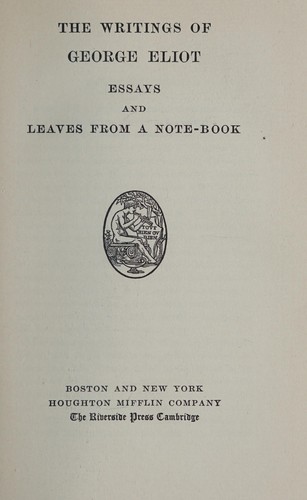 Cover for Essays and leaves from a note-book