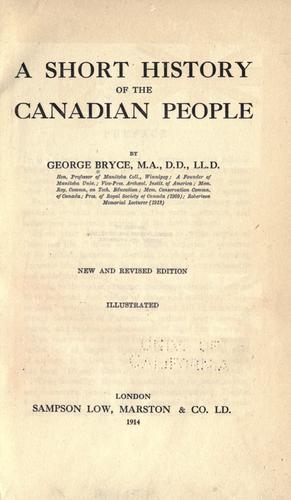 Cover for A short history of the Canadian people