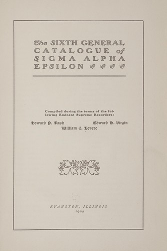 Cover for The sixth general catalogue of Sigma alpha epsilon
