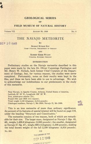 Cover for The Navajo Meteorite