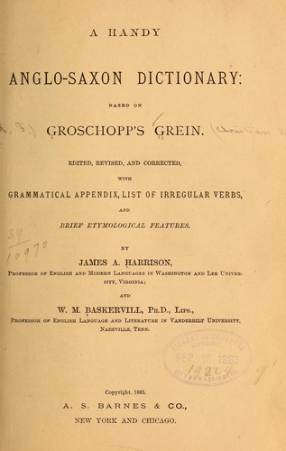 Cover for A handy Anglo-Saxon dictionary