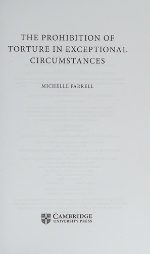 Cover for Prohibition of Torture in Exceptional Circumstances