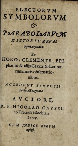 Cover for De symbolica Aegyptiorum sapientia