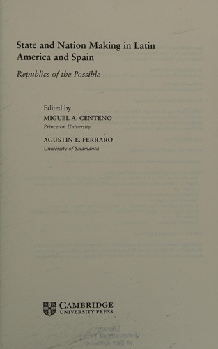 Cover for State and nation making in Latin America and Spain