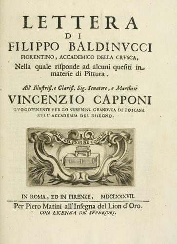 Cover for Lettera di Filippo Baldinucci
