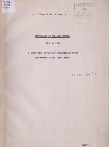 Cover for Chronology of the nazi record, 1933-1943