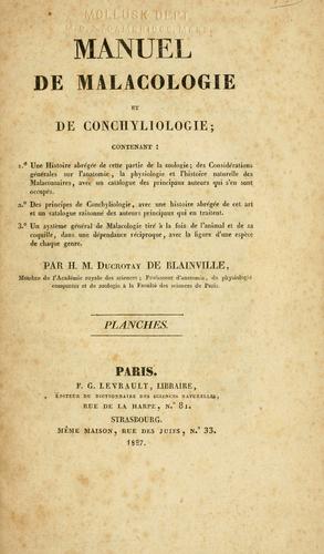 Cover for Manuel de malacologie et de conchyliologie ...