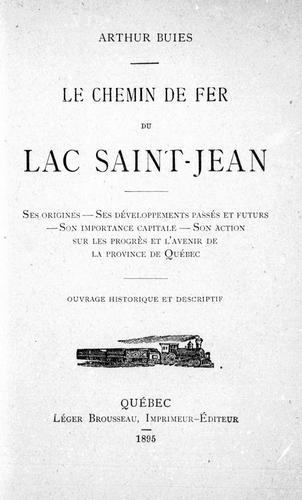 Cover for Le chemin de fer du Lac Saint Jean