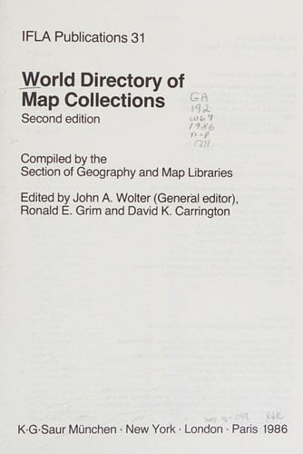 Cover for World directory of map collections