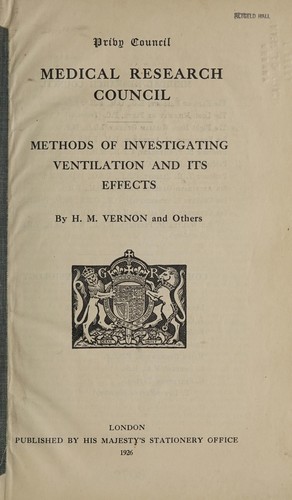 Cover for Methods of investigating ventilation and its effects