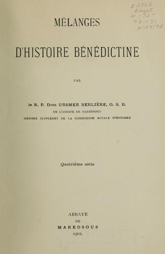 Cover for Mélanges d'histoire bénédictine