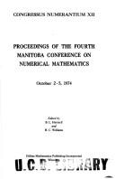 Cover for Proceedings of the Fourth Manitoba Conference on Numerical Mathematics, October 2-5, 1974