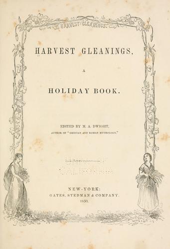 Cover for Harvest gleanings