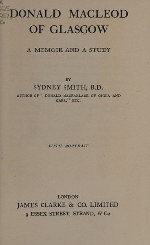 Cover for Donald Macleod of Glasgow