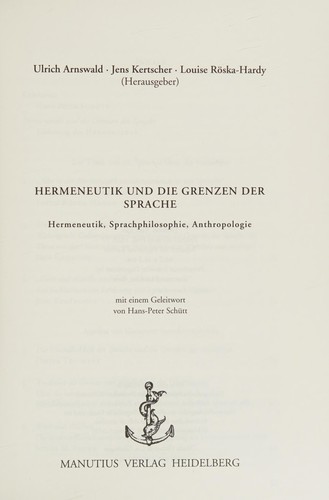 Cover for Hermeneutik und die Grenzen der Sprache