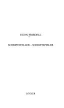 Cover for Egon Friedell, Schriftsteller - Schriftspieler
