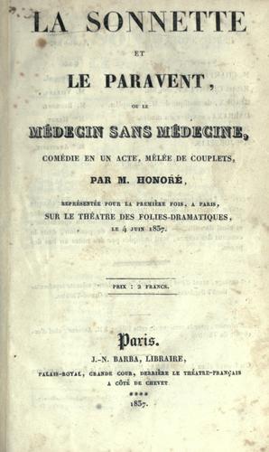Cover for sonnette et le paravent