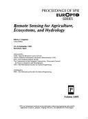 Cover for Remote sensing for agriculture, ecosystems, and hydrology