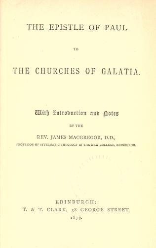Cover for The epistle of Paul to the churches of Galatia