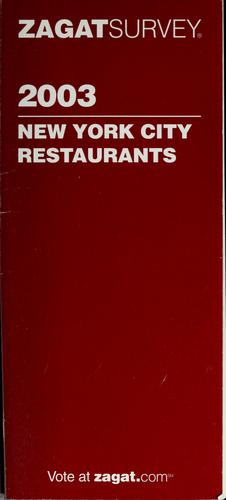 Cover for 2003 New York City restaurants
