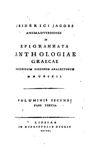 Cover for Anthologia Graeca; sive, Poetarum graecorum lusus