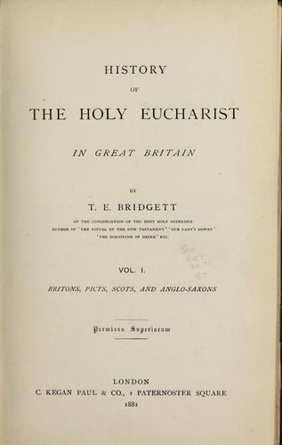 Cover for History of the Holy Eucharist in Great Britain