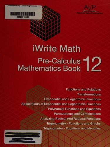 Cover for IWrite math pre-calculus mathematics 12 book