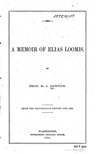 Cover for A memoir of Elias Loomis