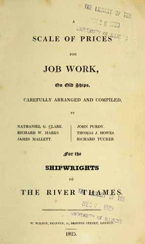 Cover for A scale of prices for job work, on old ships ... for the shipwrights of the river Thames.