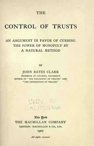 Cover for The control of trusts