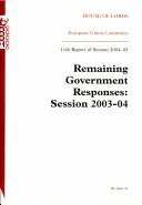 Cover for Remaining Government Responses