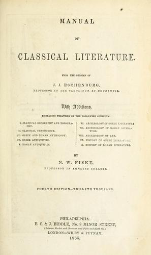 Cover for Manual of classical literature