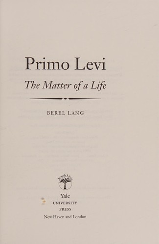 Cover for Primo Levi