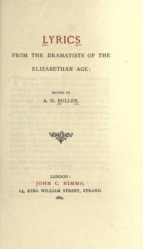 Cover for Lyrics from the dramatists of the Elizabethan age