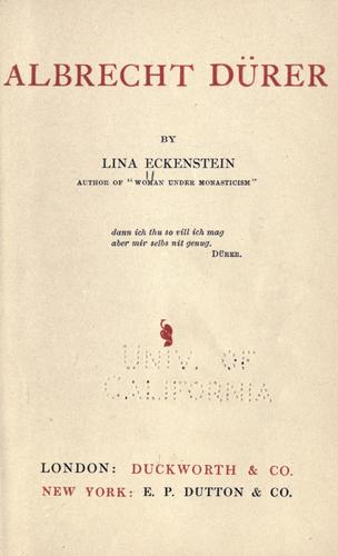 Cover for Albrecht Dürer