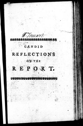 Cover for Candid reflections on the report (as published by authority) of the general-officers, appointed by His Majesty's warrant of the first of November last, to enquire into the causes of the failure of the late expedition to the coasts of France