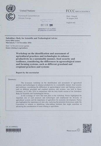 Cover for Workshop on the identification and assessment of agricultural practices and technologies to enhance productivity in a sustainable manner, food security and resilence, considering the differences in agroecological zones and farming systems, such as different grassland and cropland practices and systems