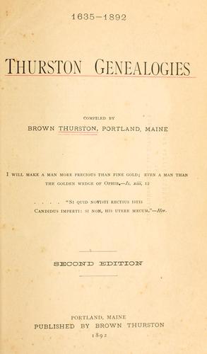 Cover for Thurston genealogies