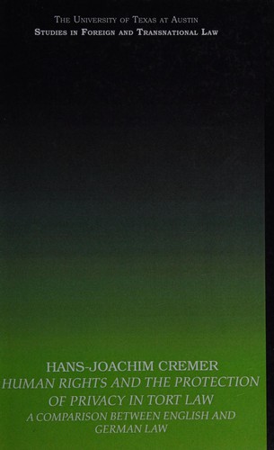 Cover for Human rights and the protection of privacy in tort law