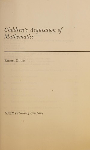 Cover for Children's acquisition of mathematics.
