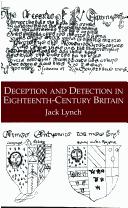 Cover for Deception and detection in eighteenth-century Britain