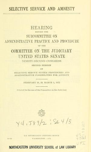 Cover for Selective service and amnesty