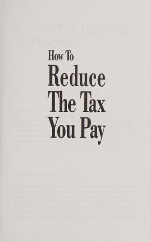 Cover for How to Reduce the Tax You Pay