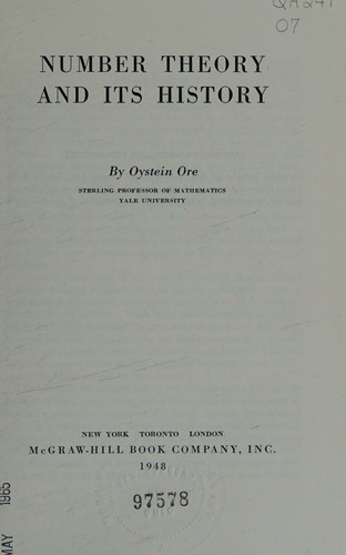 Cover for Number Theory and Its History